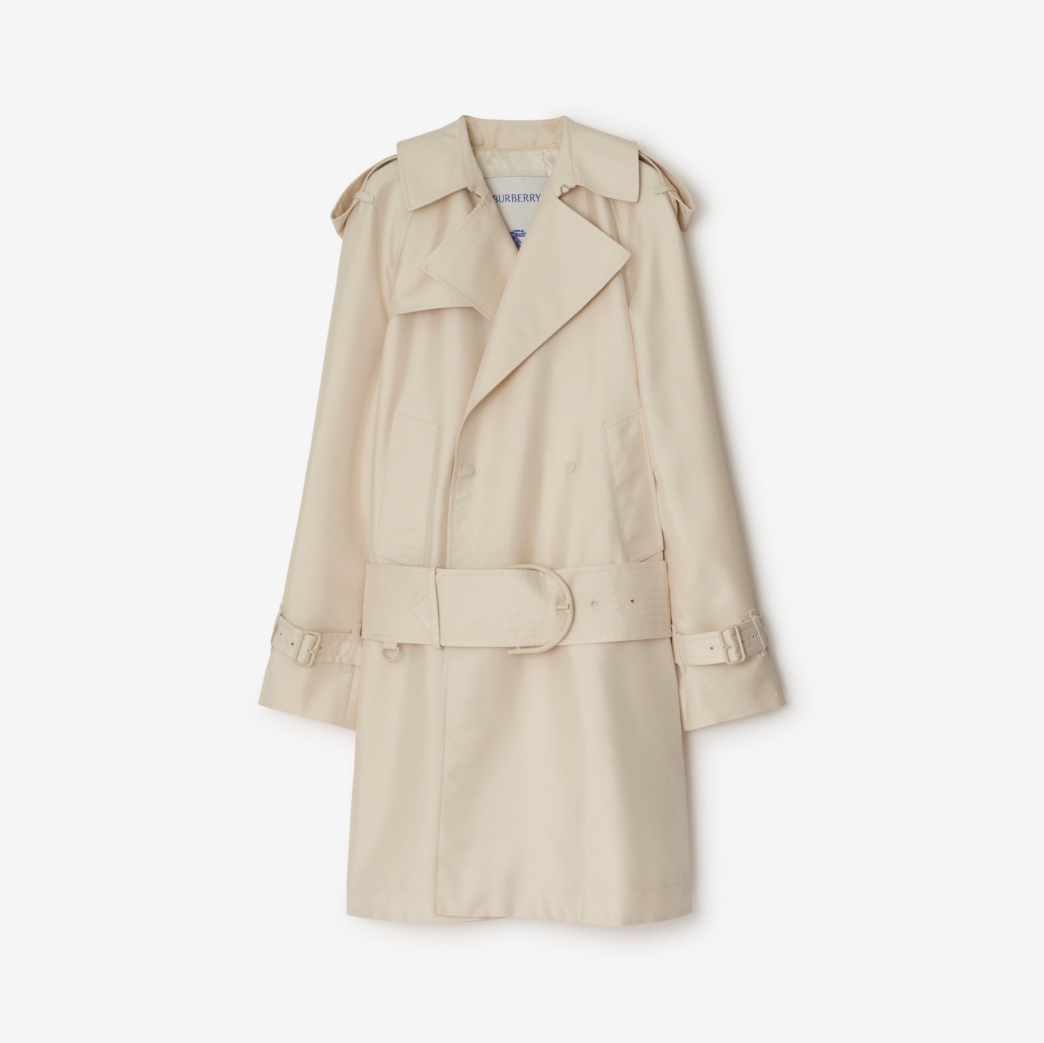 Trench coat de longitud media en mezcla de seda