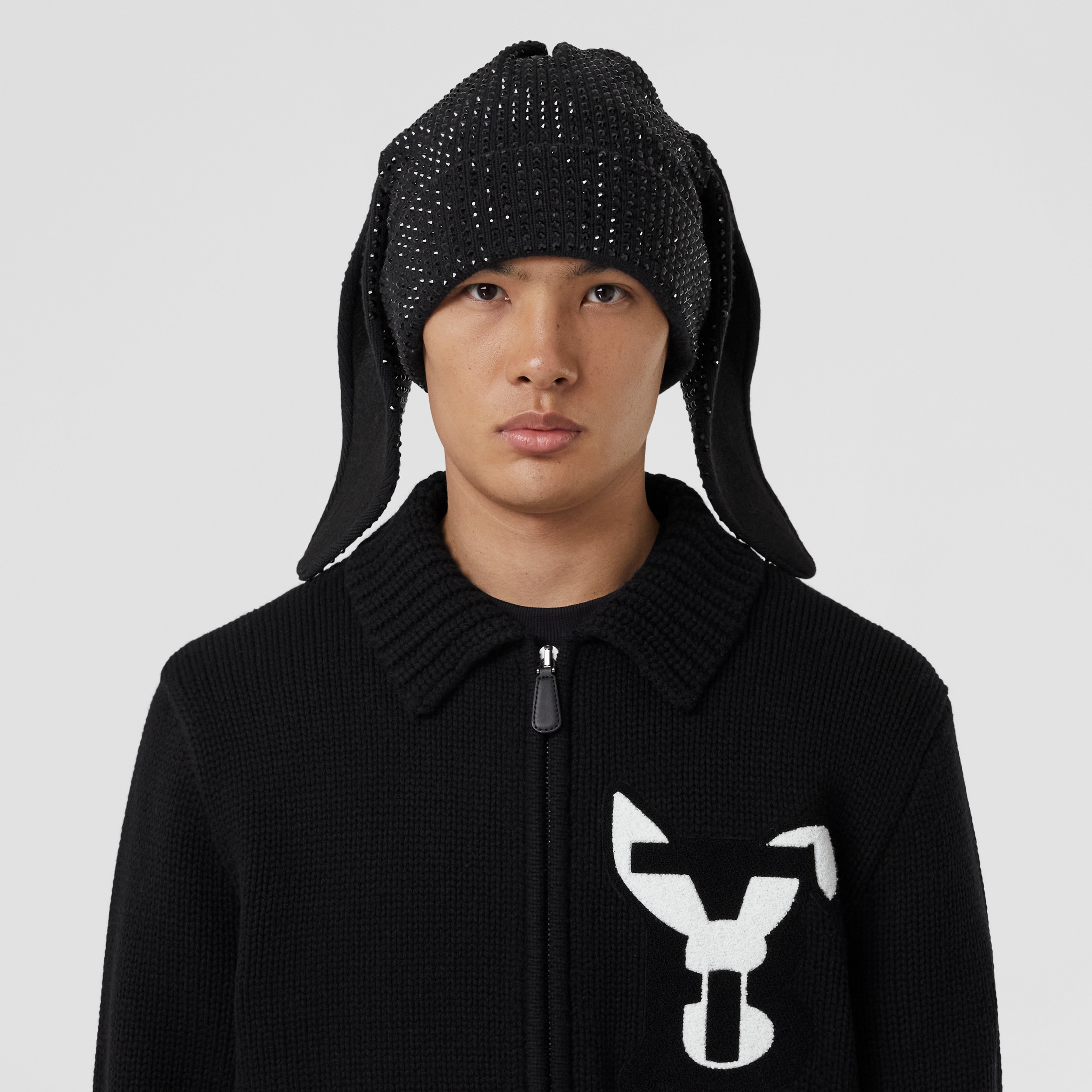 Veste oversize en laine avec lapin appliqué (Noir) - Homme | Site officiel Burberry® - 2