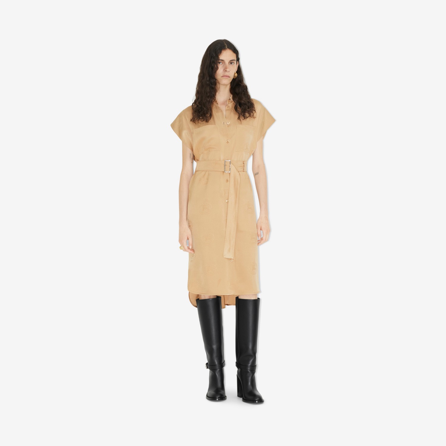 Robe en soie EKD (Fauve Doux) - Femme | Site officiel Burberry®