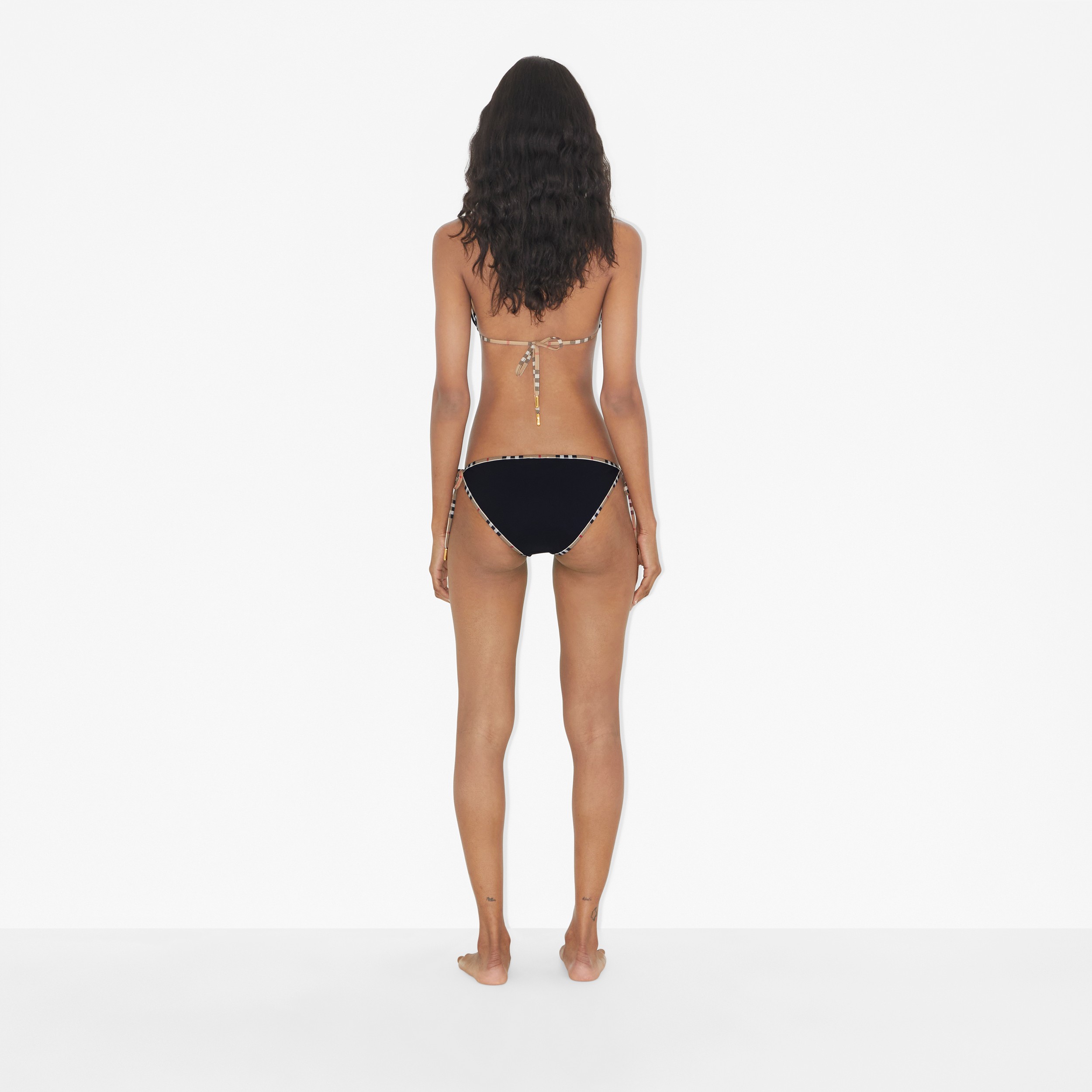 Bikini a triangolo in nylon stretch con dettagli Check (Nero) - Donna | Sito ufficiale Burberry® - 4