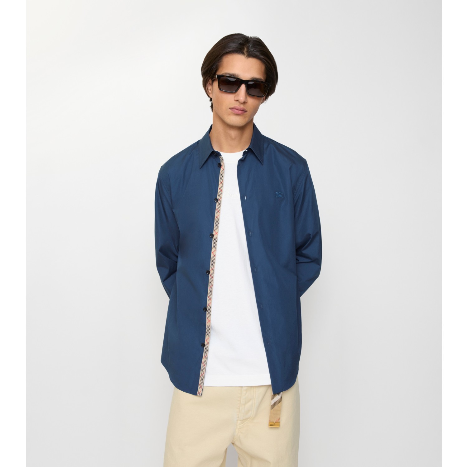 Regular Fit Cotton Poplin Shirt in Dark graphite blue - Men | Burberry® Official