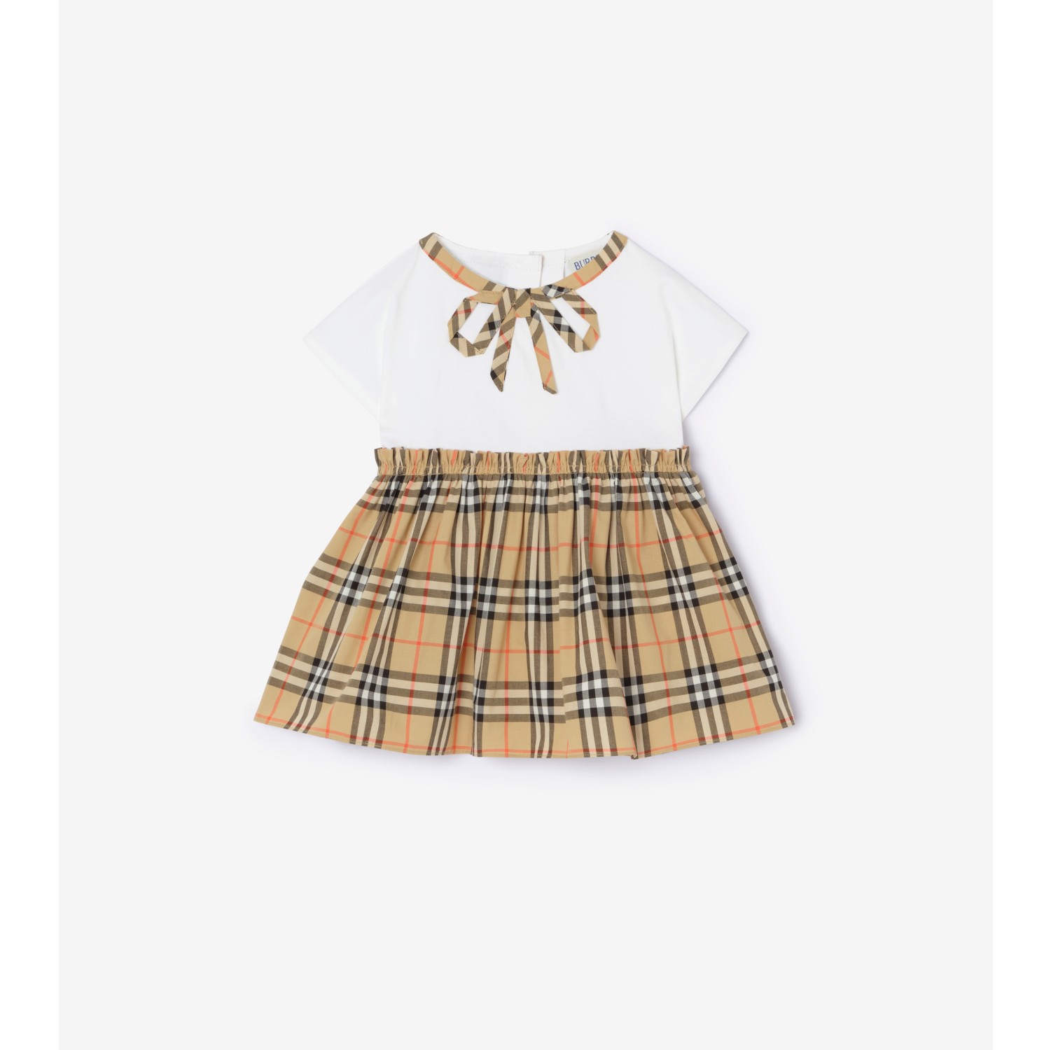 Check Bow Cotton Dress with Bloomers
