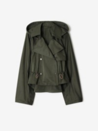 Satin Hooded Trench Jacket in colour Shale