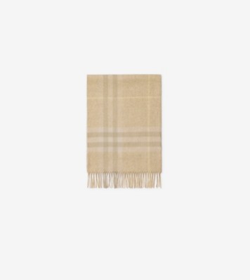 Check Cashmere Scarf In Flax Melange | Burberry® Official