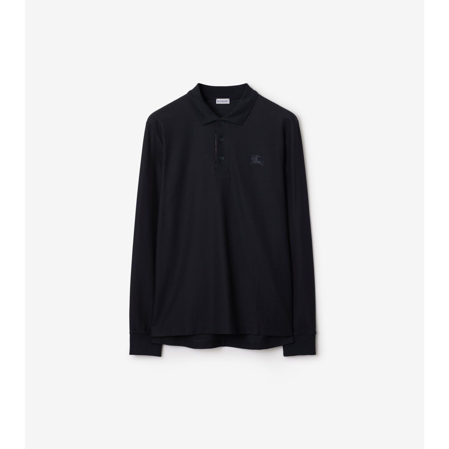 Long sleeve Cotton Polo Shirt in Coal blue Men Burberry Official