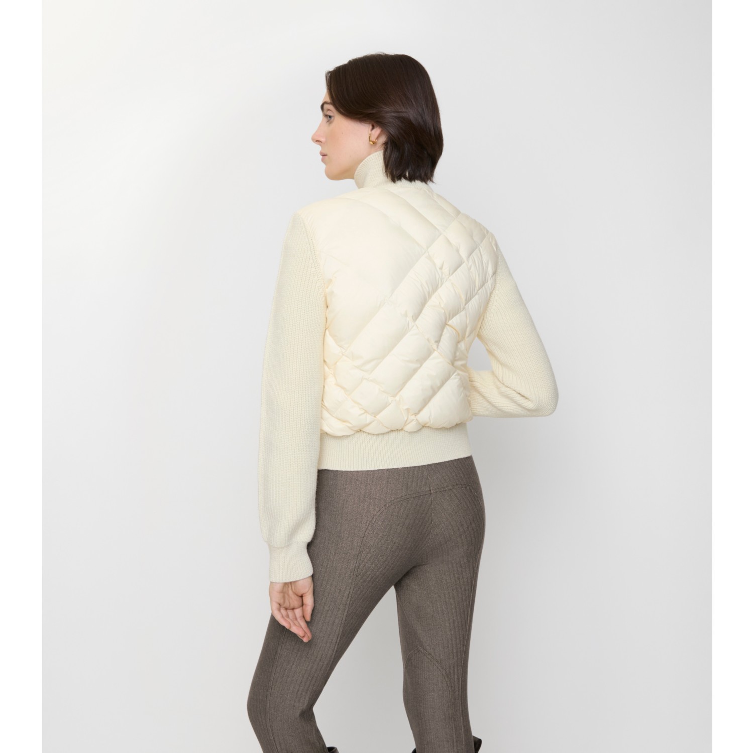 Check-stitch Nylon and Wool Jacket