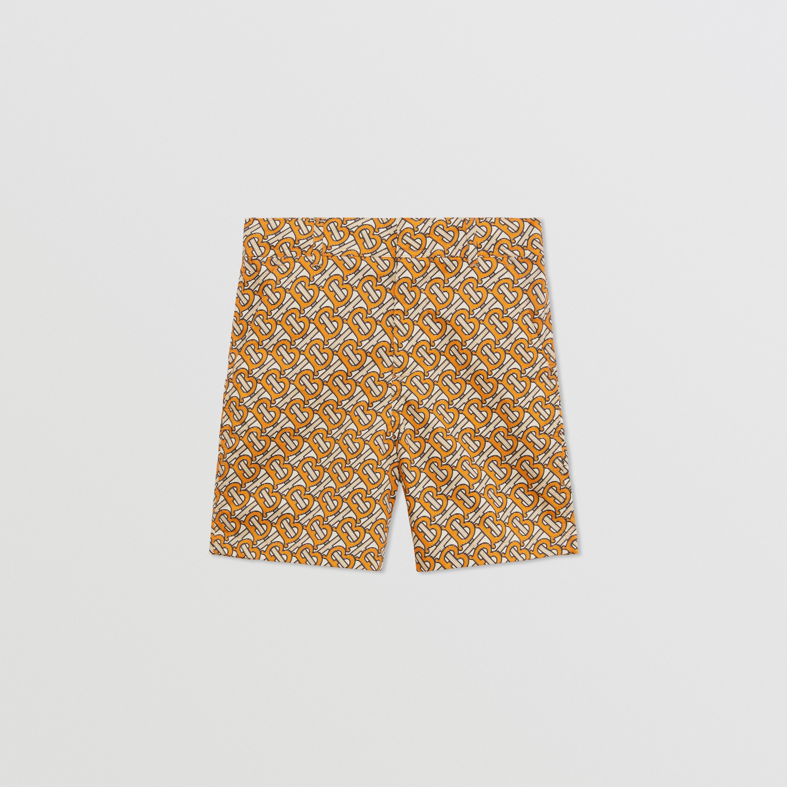 Monogram Print Cotton Tailored Shorts in Bright Orange | Burberry® Official - 1
