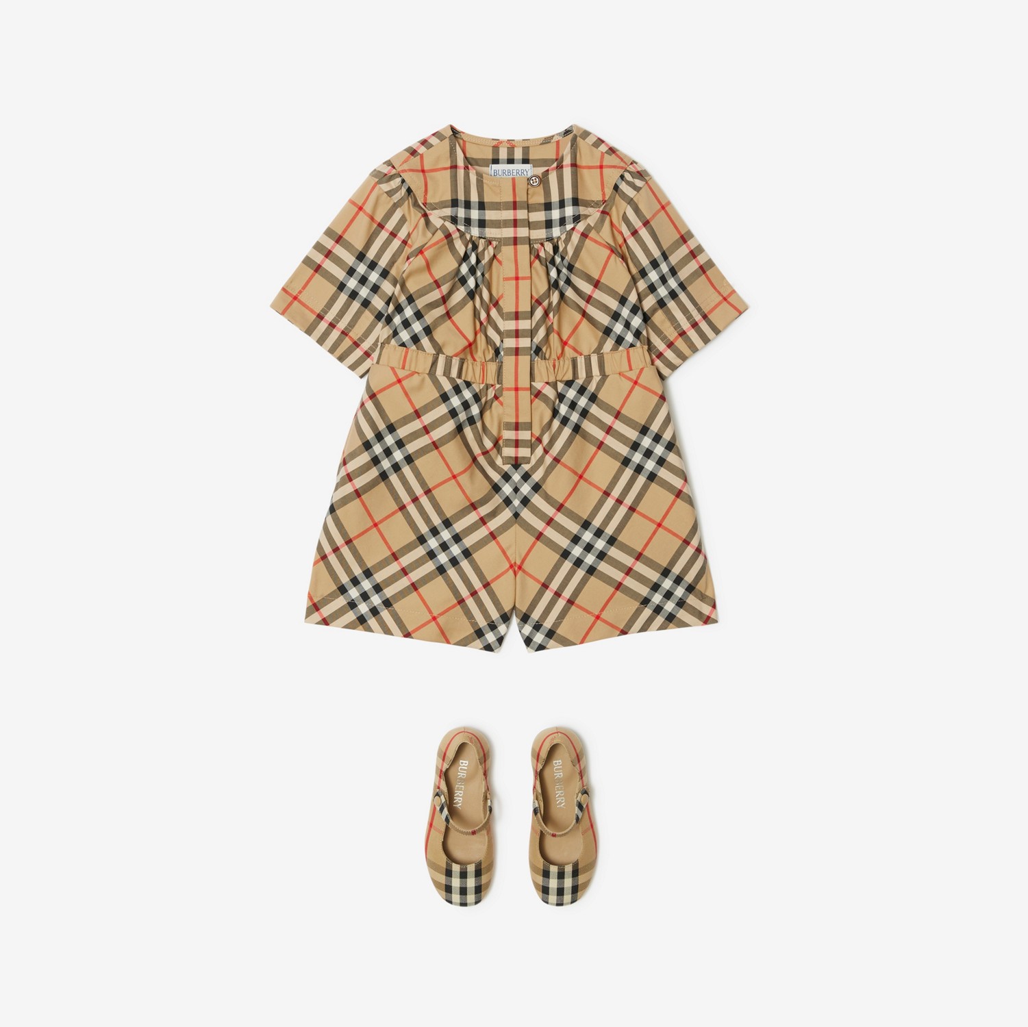 Stretchbaumwoll-Playsuit in Check