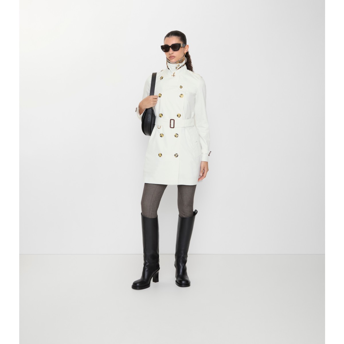  Check Short Tropical Gabardine Kensington Trench Coat