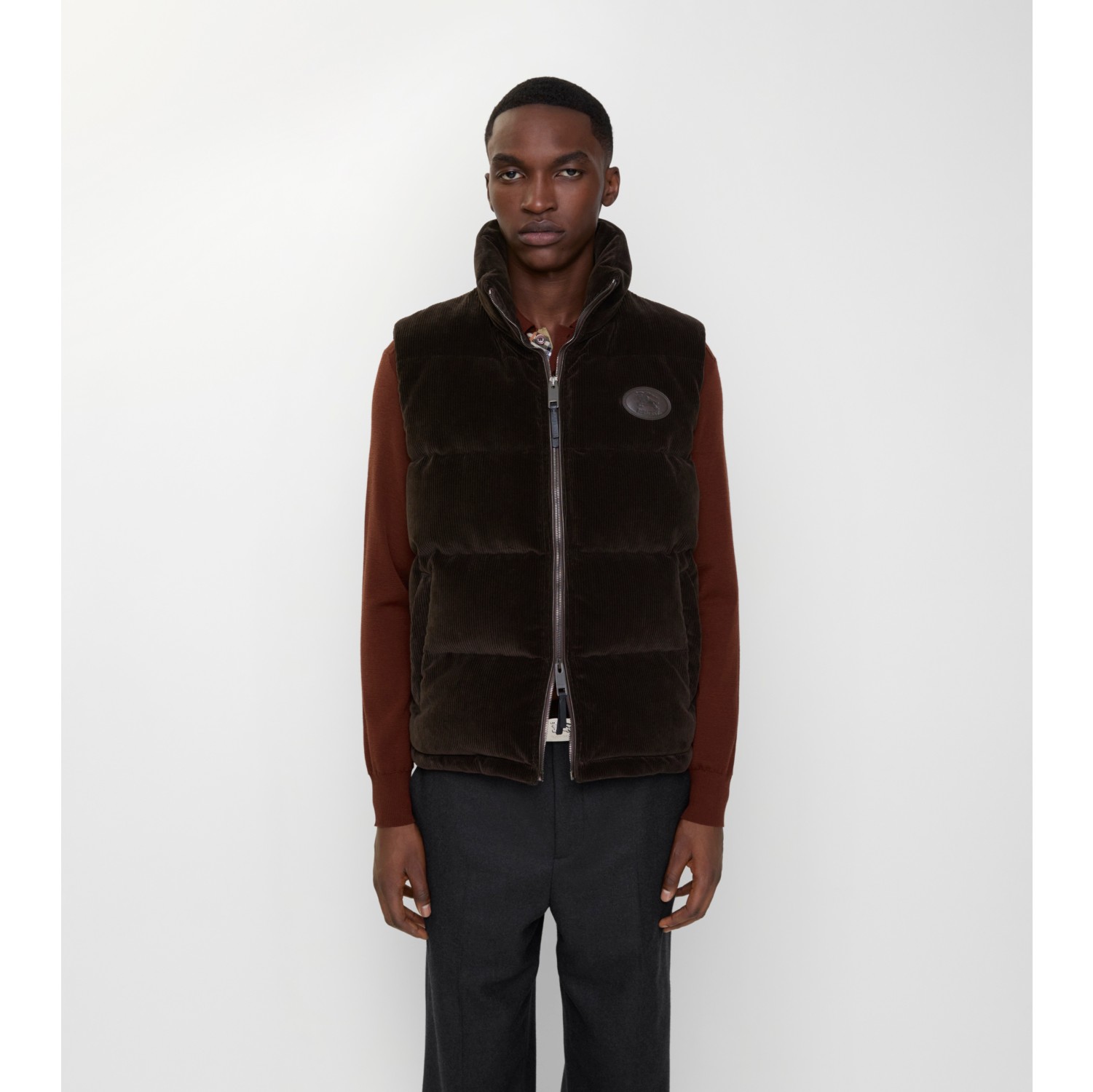 Corduroy Puffer Gilet in Clove brown - Men, Cotton | Burberry® Official