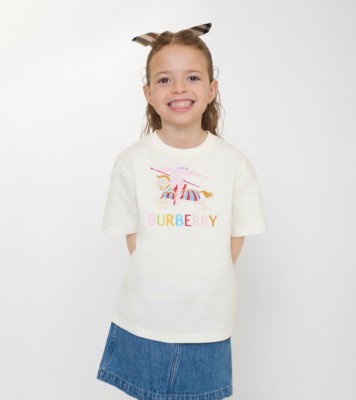 BURBERRY 6y116cm キッズ Tシャツ ホワイト Multicolour Knight Cotton T-shirt in Chalk white | Burberry® Official