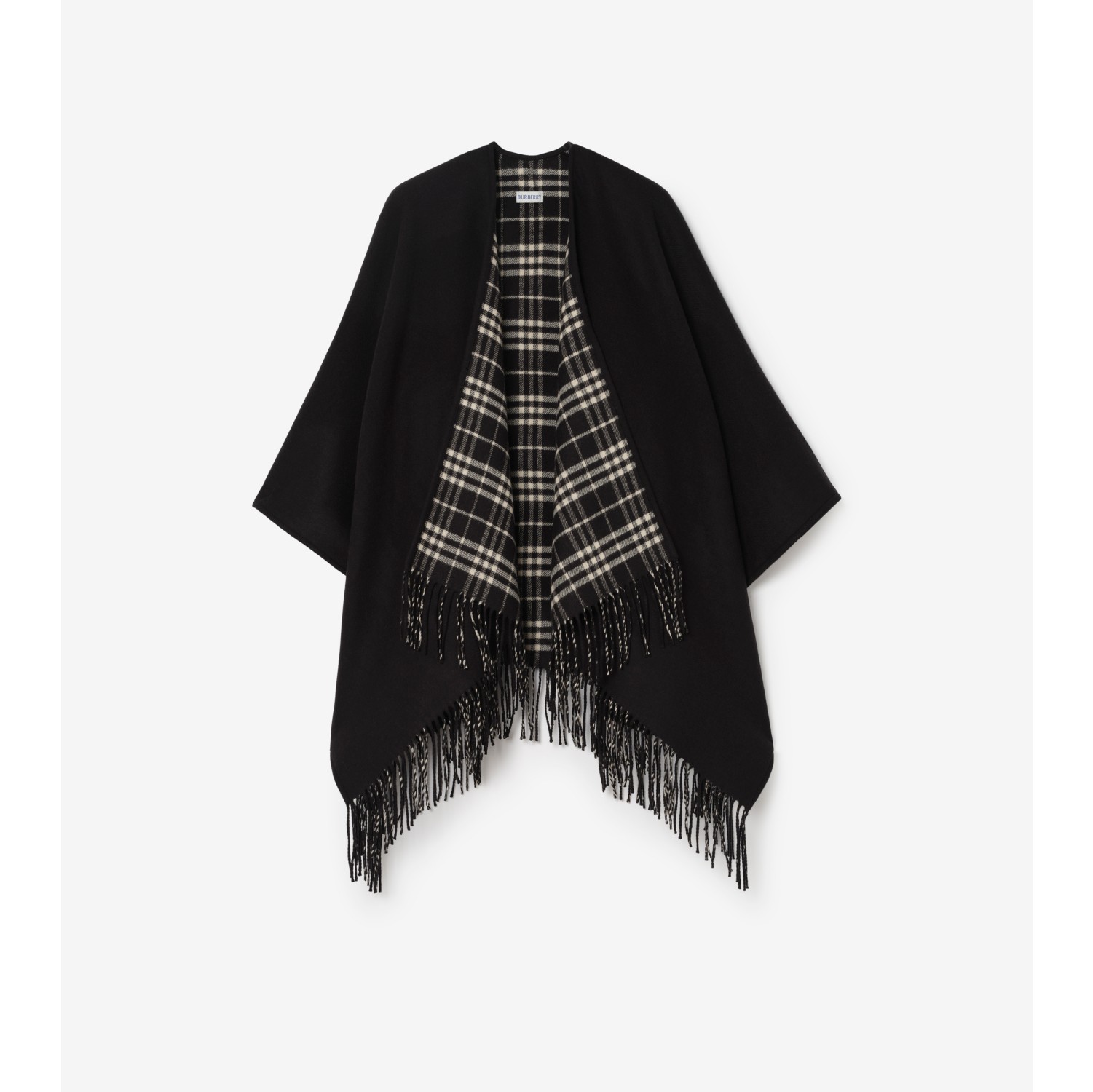 Reversible Check Wool Cape