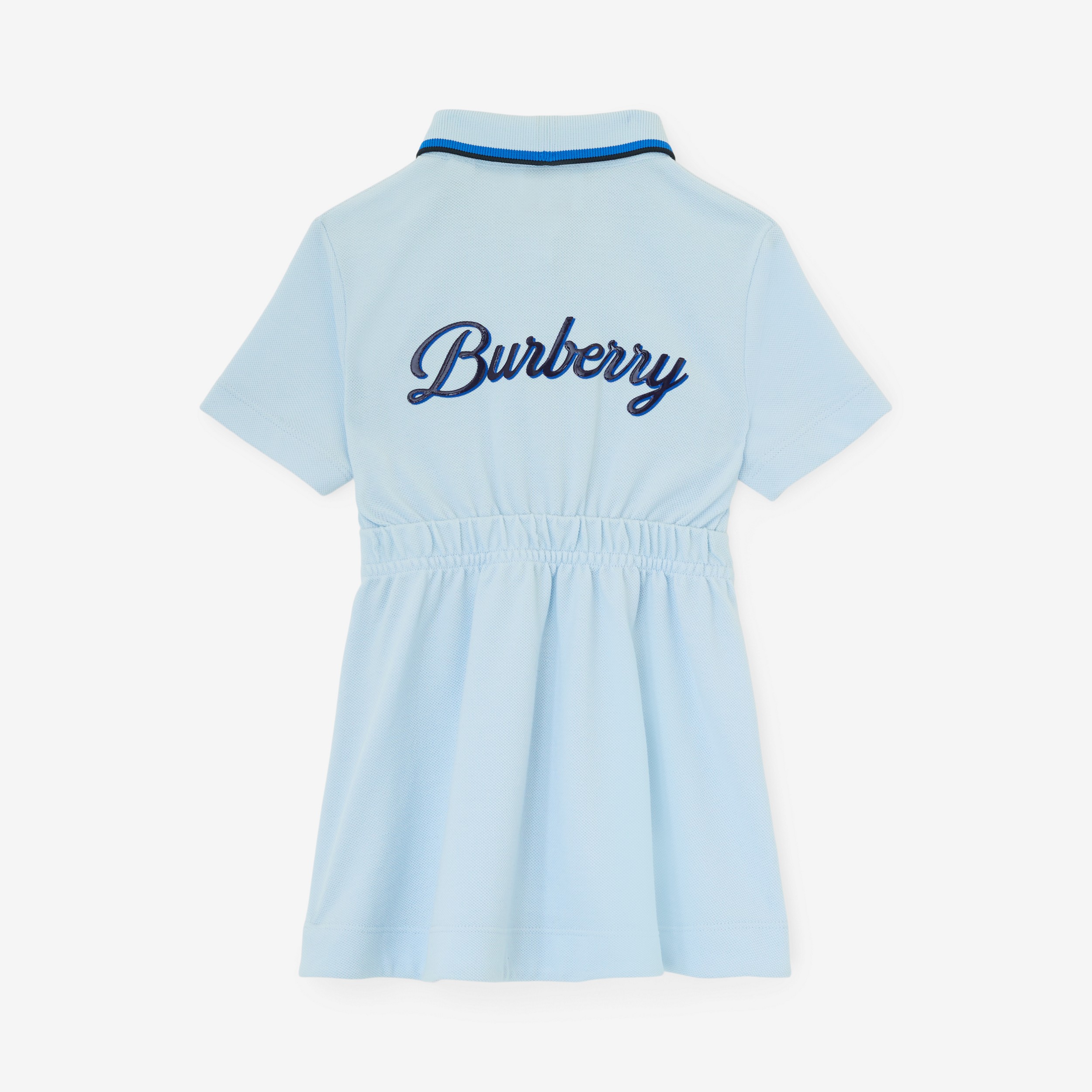 Vestido estilo camisa polo de algodão piquê com logotipo (Azul Claro) - Crianças | Burberry® oficial - 2