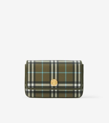 Burberry New Hampshire Vintage Check Canvas & Leather Crossbody Bag Black