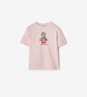 Rainy Day Bear Cotton T-shirt in Ice pink | Burberry® Official