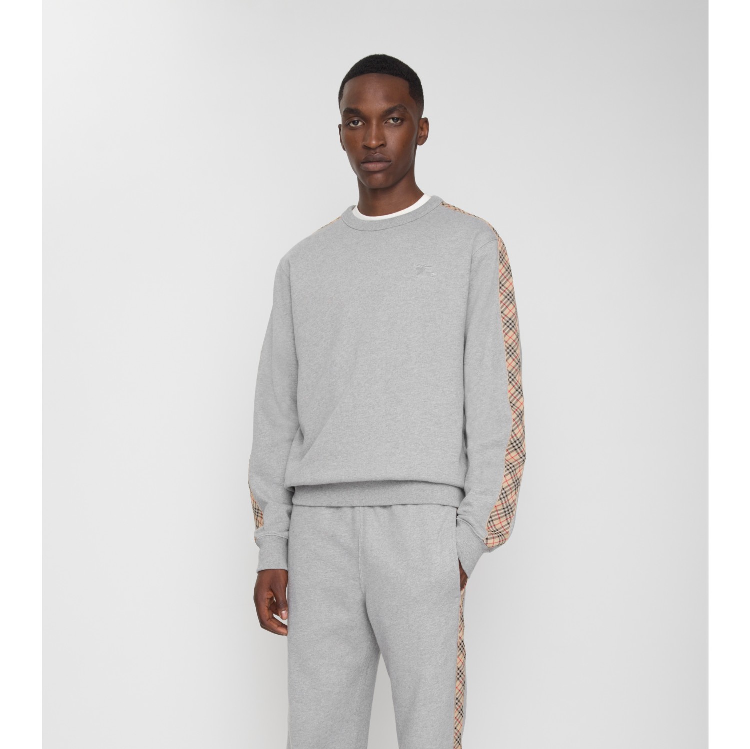 Sweat-shirt en coton détails Check