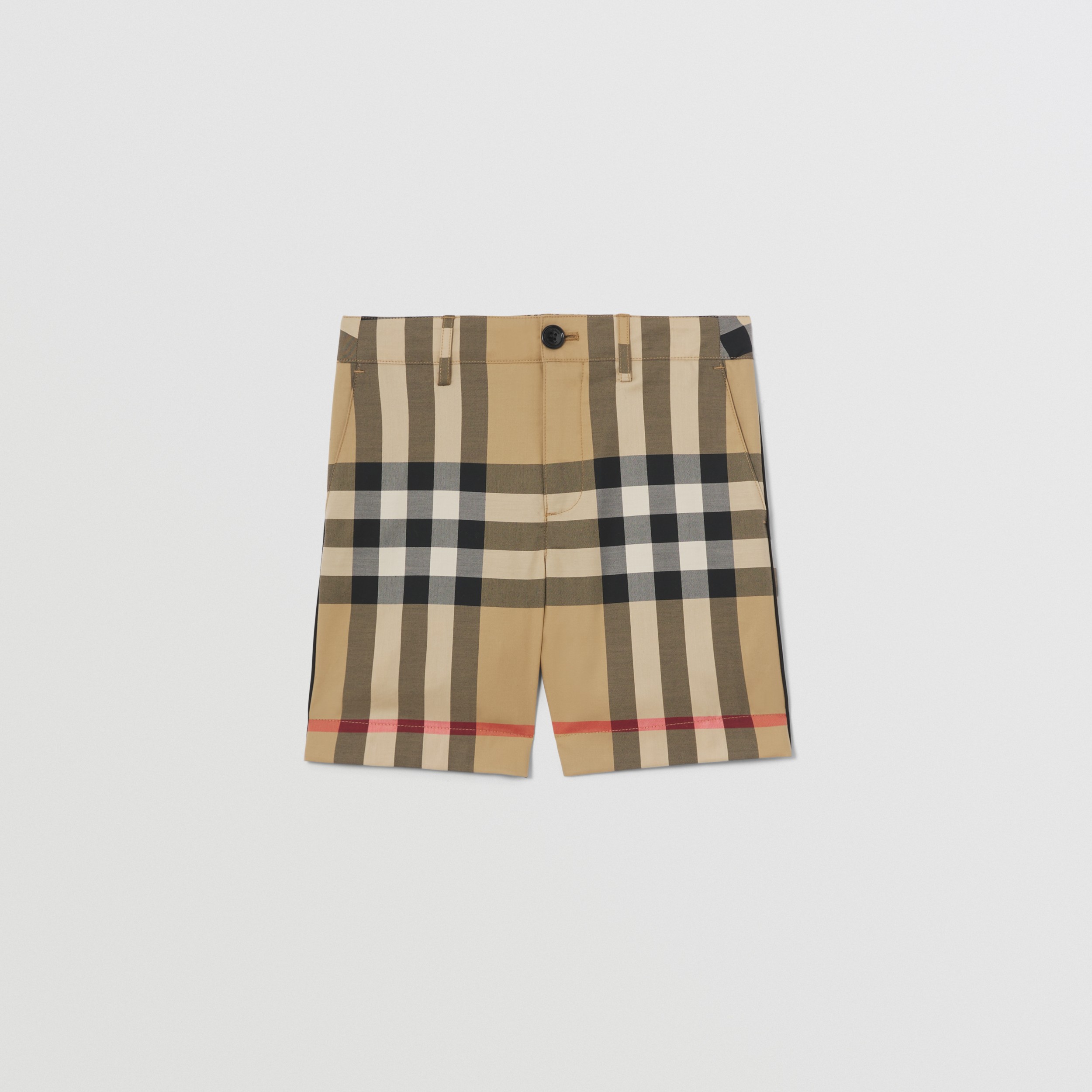 Pantalones cortos de en algodón elástico a cuadros (Beige Vintage) | oficial