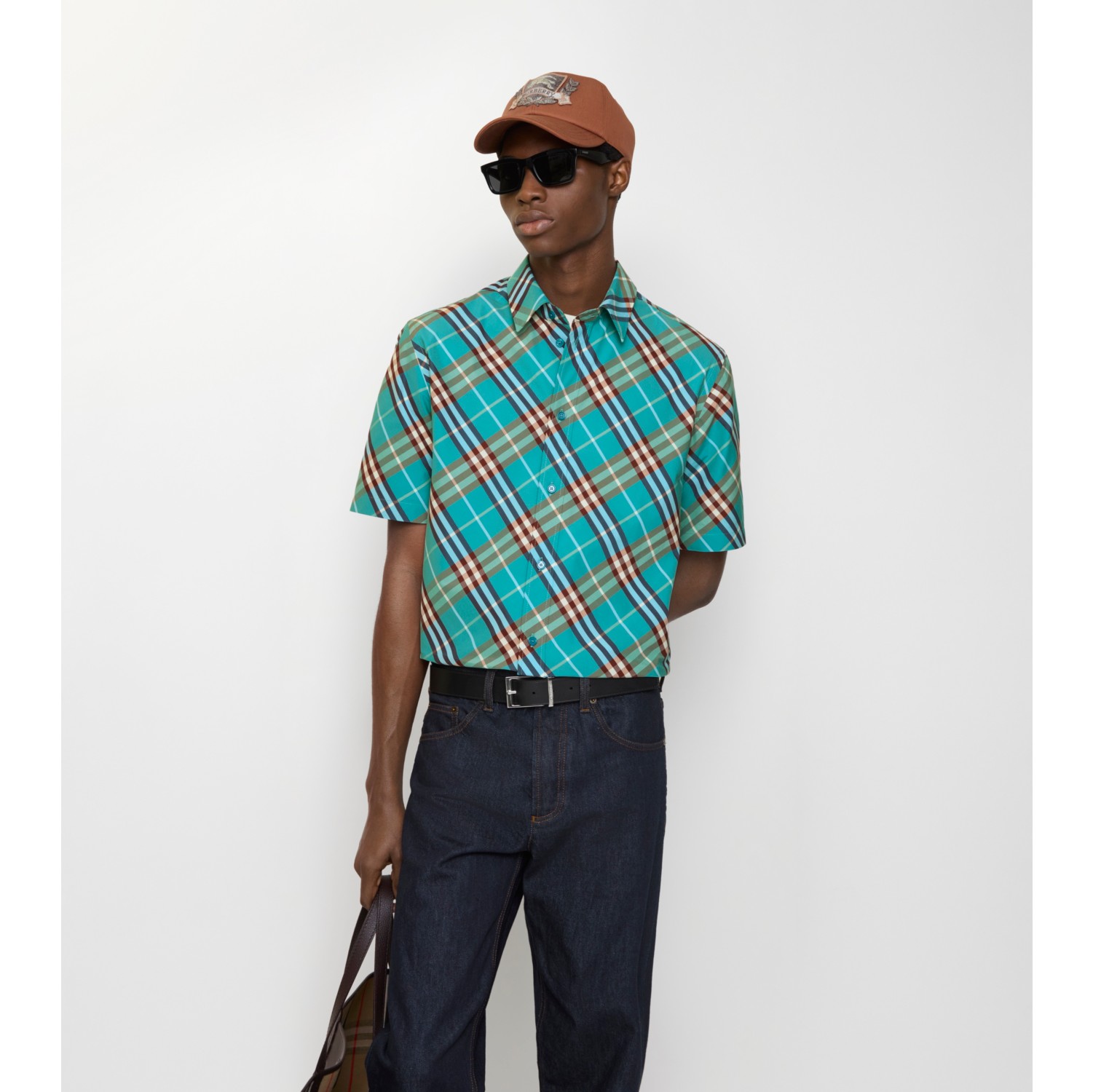 Relaxed Fit Check Cotton Shirt in Atom blue - Men | Burberry® Official