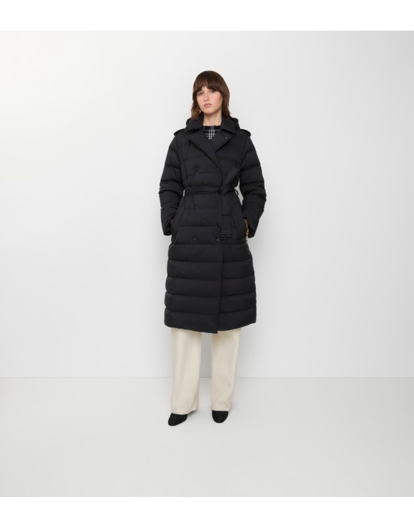 Long Nylon Hooded Puffer Coat