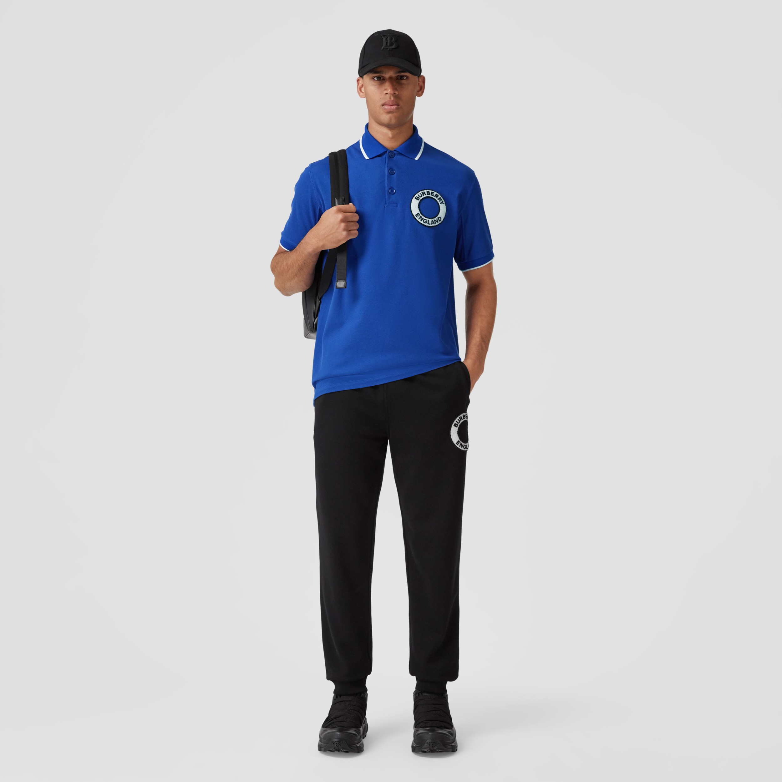 Polo en piqué de coton avec logo (Bleu Roi Intense) - Homme | Site officiel Burberry® - 1