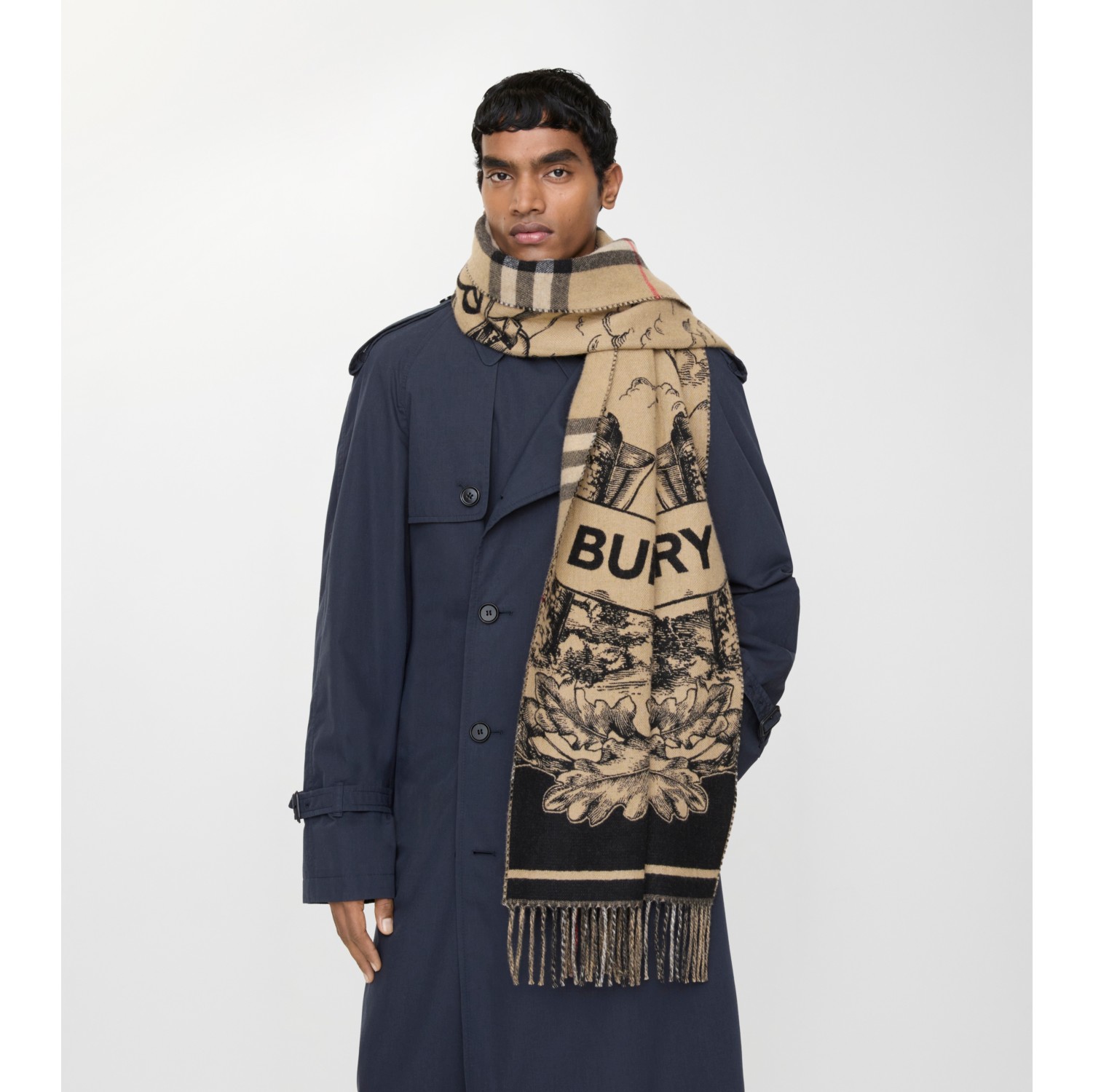 Wide Reversible EKD Cashmere Scarf in Archive beige | Burberry® Official