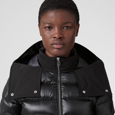 Contrast Hood Nylon Belted Puffer Jacket In Black - Women | Burberry ...