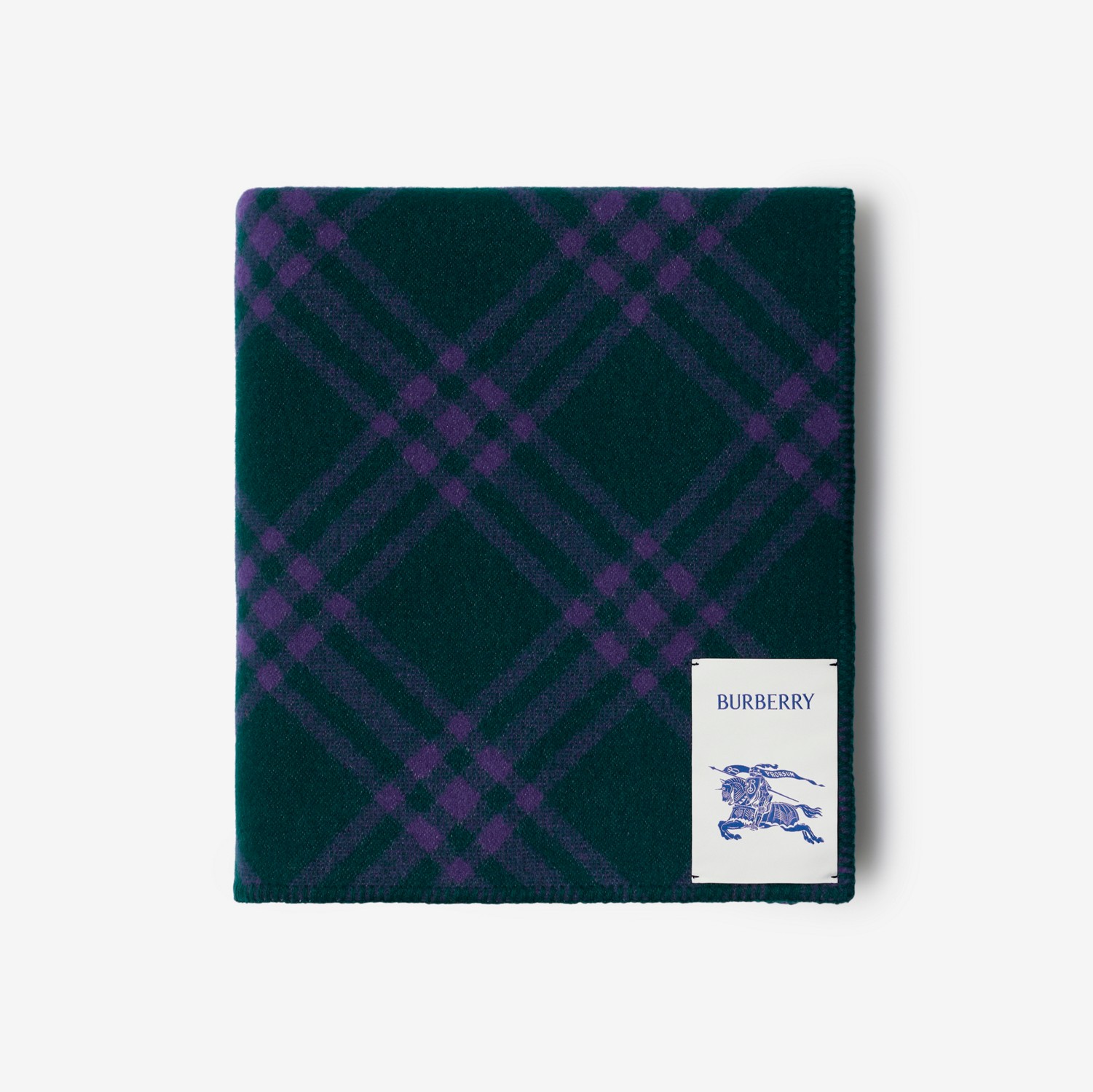 格纹羊毛毯 (藤蔓绿 / 皇室紫) | Burberry® 博柏利官网