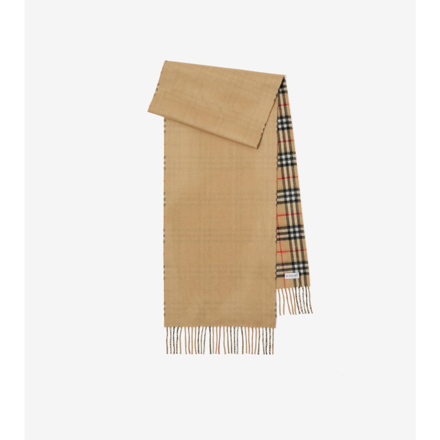 Reversible Check Cashmere Scarf in Archive beige