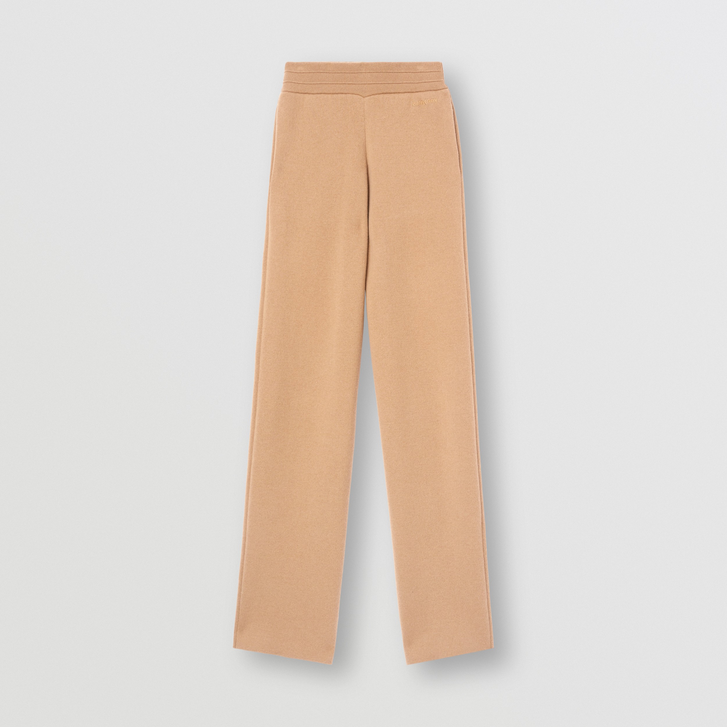 Custom Fit Embroidered Logo Cashmere Jogging Pants in Camel - Women | Burberry® Official - 4