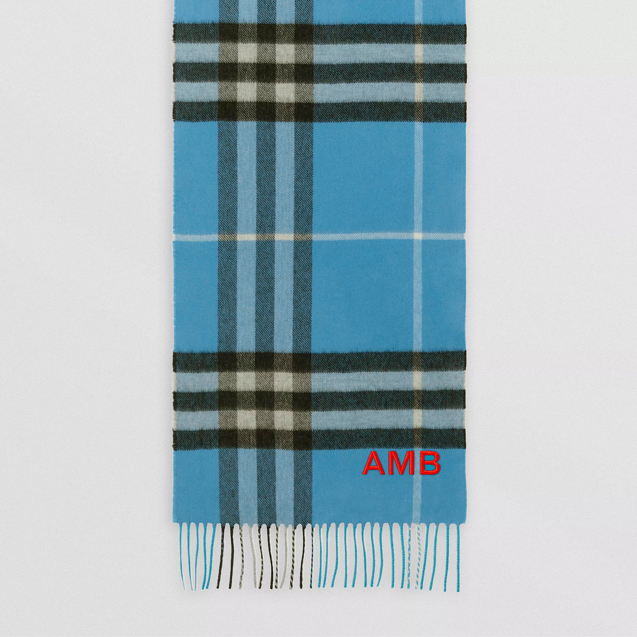 Burberry 格纹羊绒围巾 (蓝色 / 灰色) | Burberry® 博柏利官网 - 4