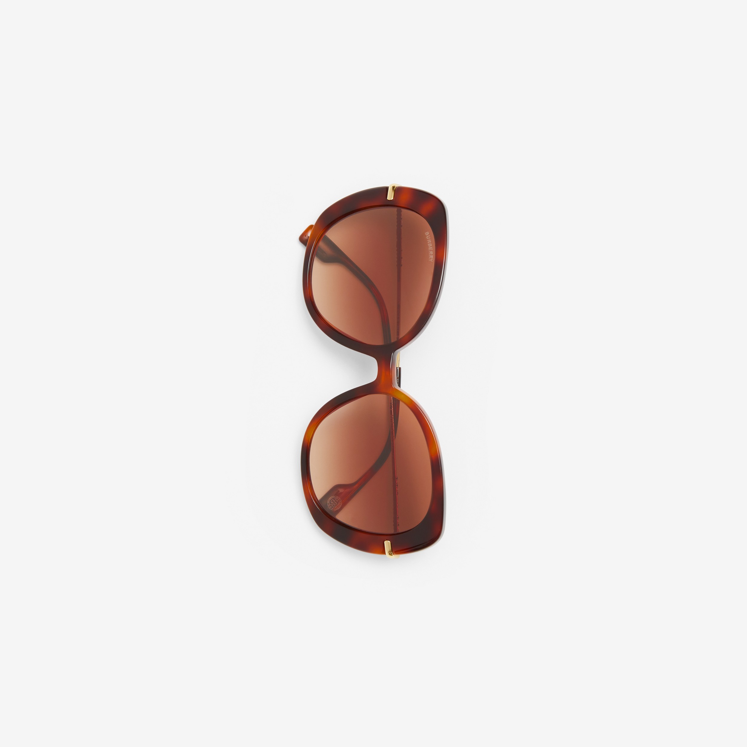 Icon Stripe Detail Square Frame Sunglasses in Warm Tortoiseshell - Women | Burberry® Official - 2