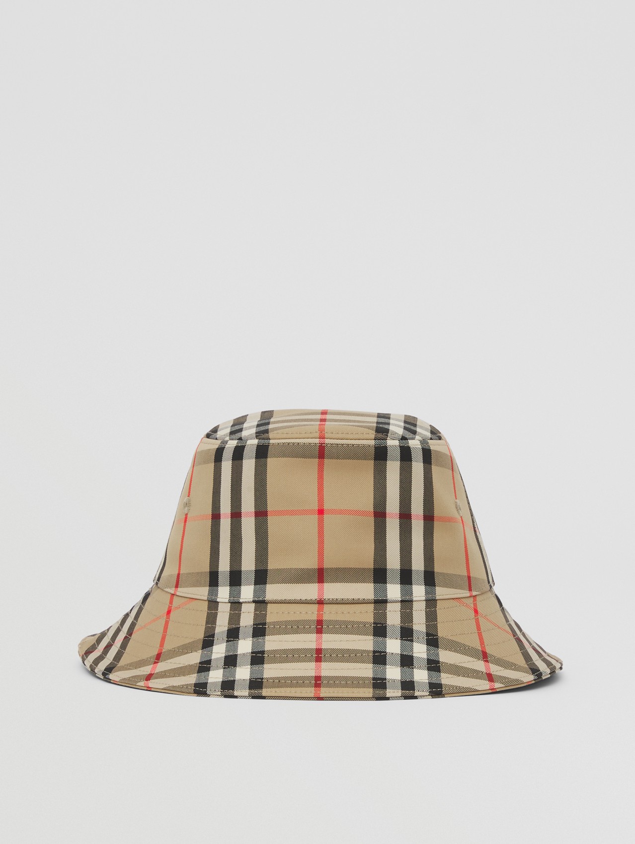 Chapéu Bucket de algodão tecnológico em Vintage Check in Bege Clássico