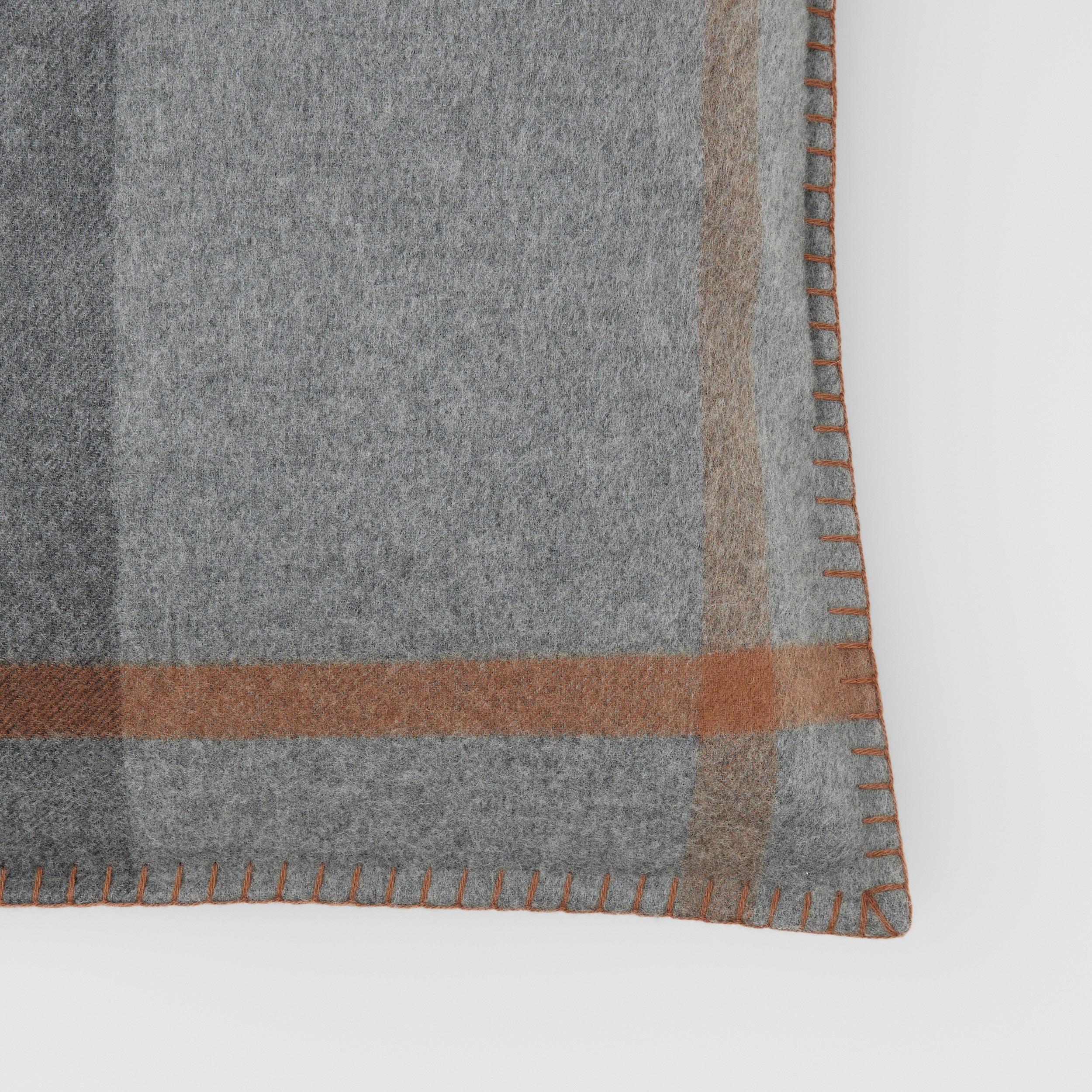 Exaggerated Check Cashmere Cushion Cover in Grey | Burberry® Official - 2