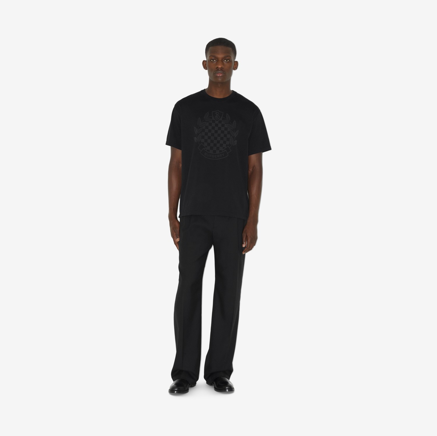 체커 크레스트 코튼 티셔츠 (블랙) - 남성 | Burberry®