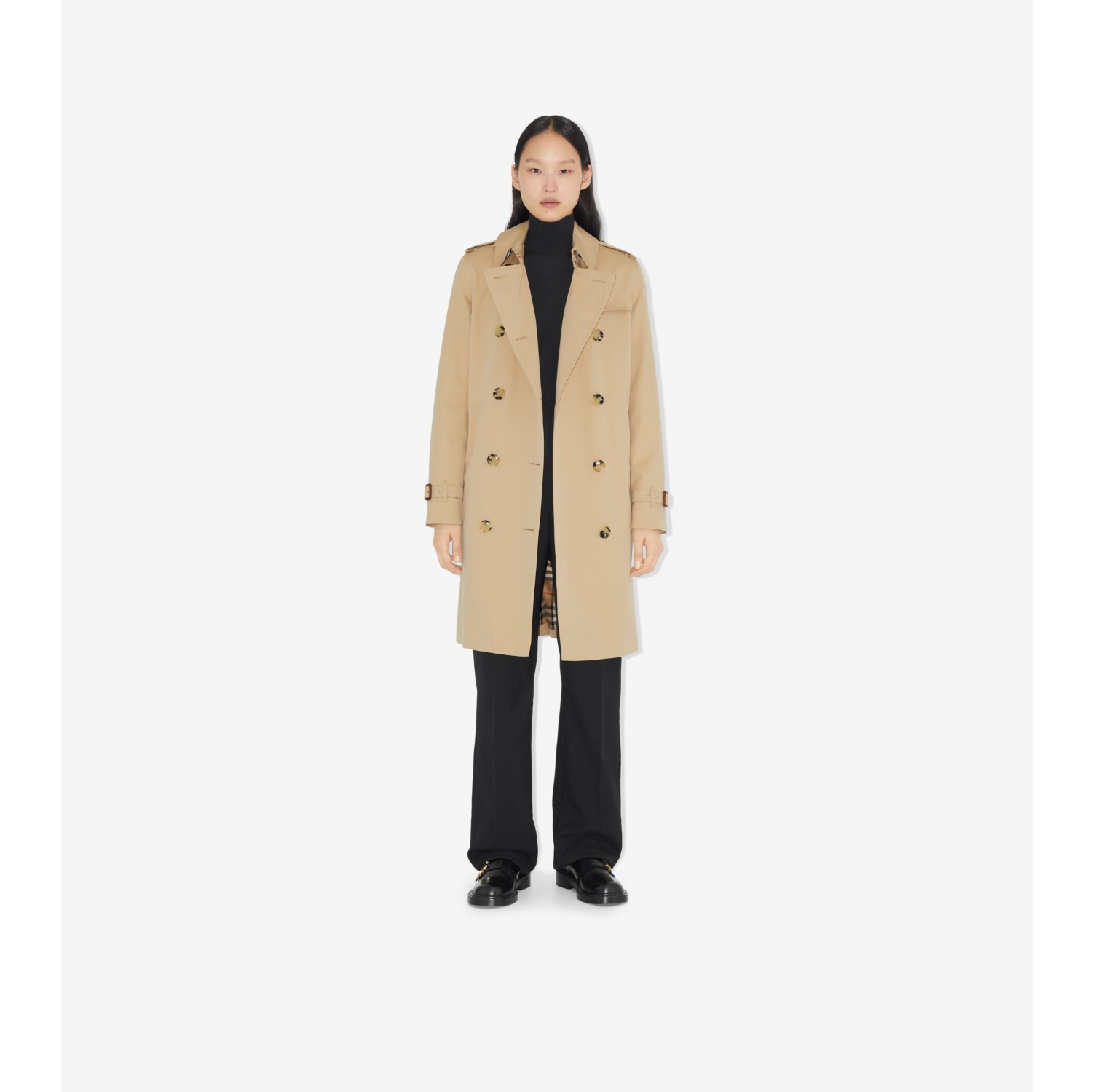 Burberry mid length trench hotsell coat women's