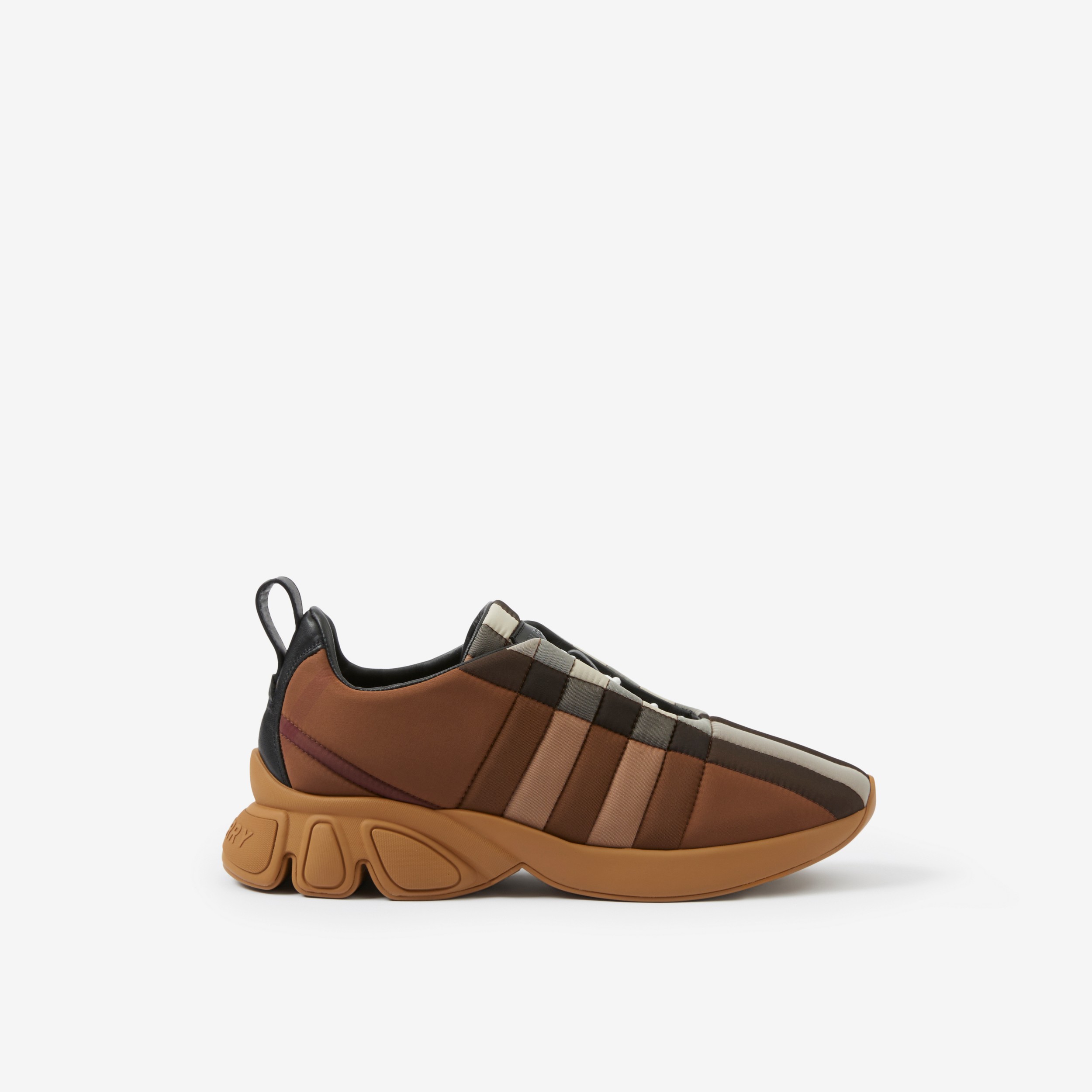 Quilted Nylon and Leather Classic Sneakers in Dark Birch Brown - Men | Burberry® Official - 1