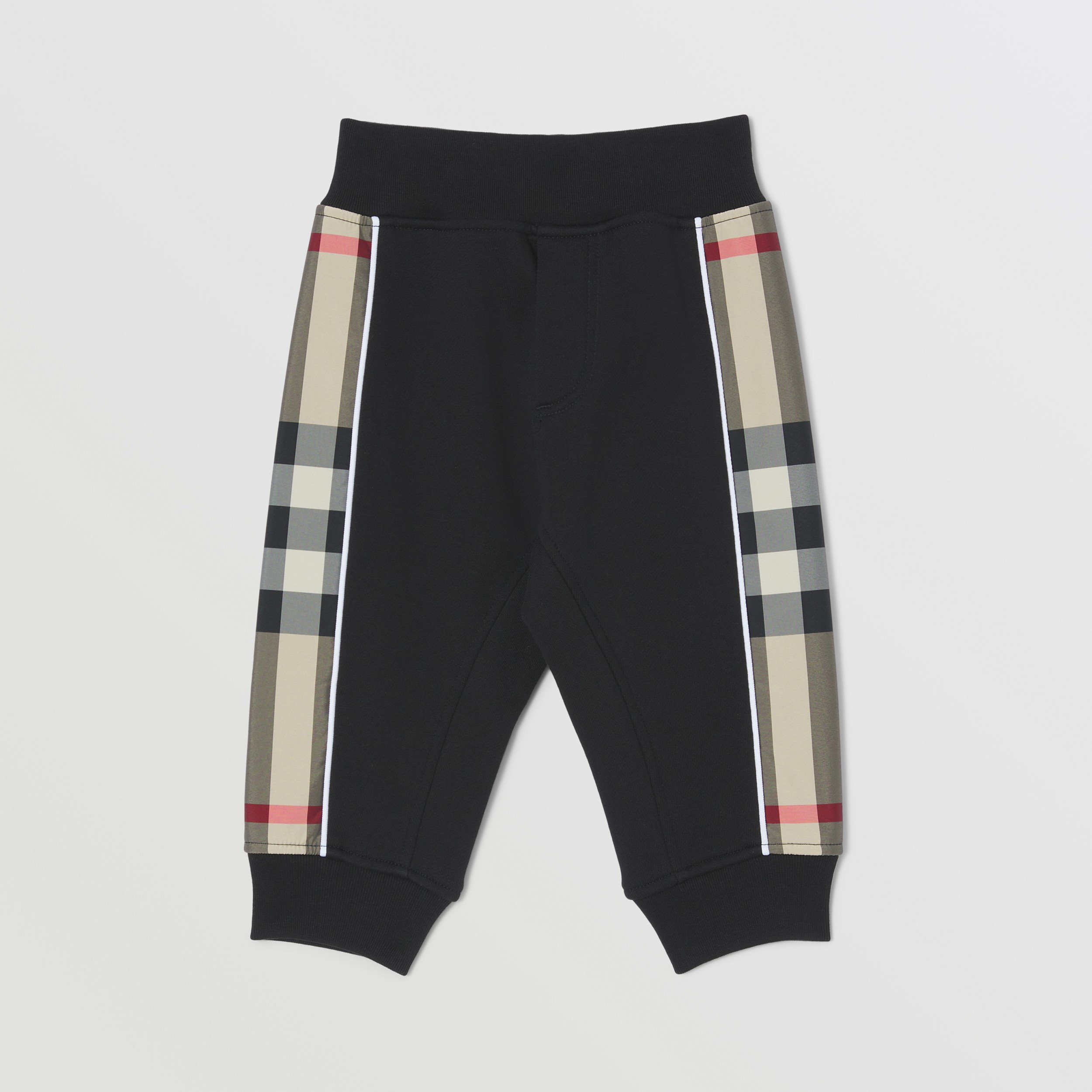 Check Panel Cotton Jogging Pants in Black - Children | Burberry® Official - 1