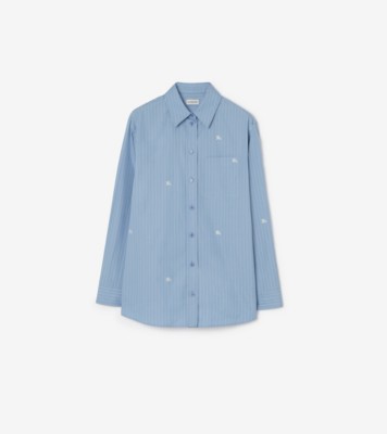 Oversized Knight Fil Coupé Striped Cotton Shirt in Cornflower blue - Women | Burberry® Official