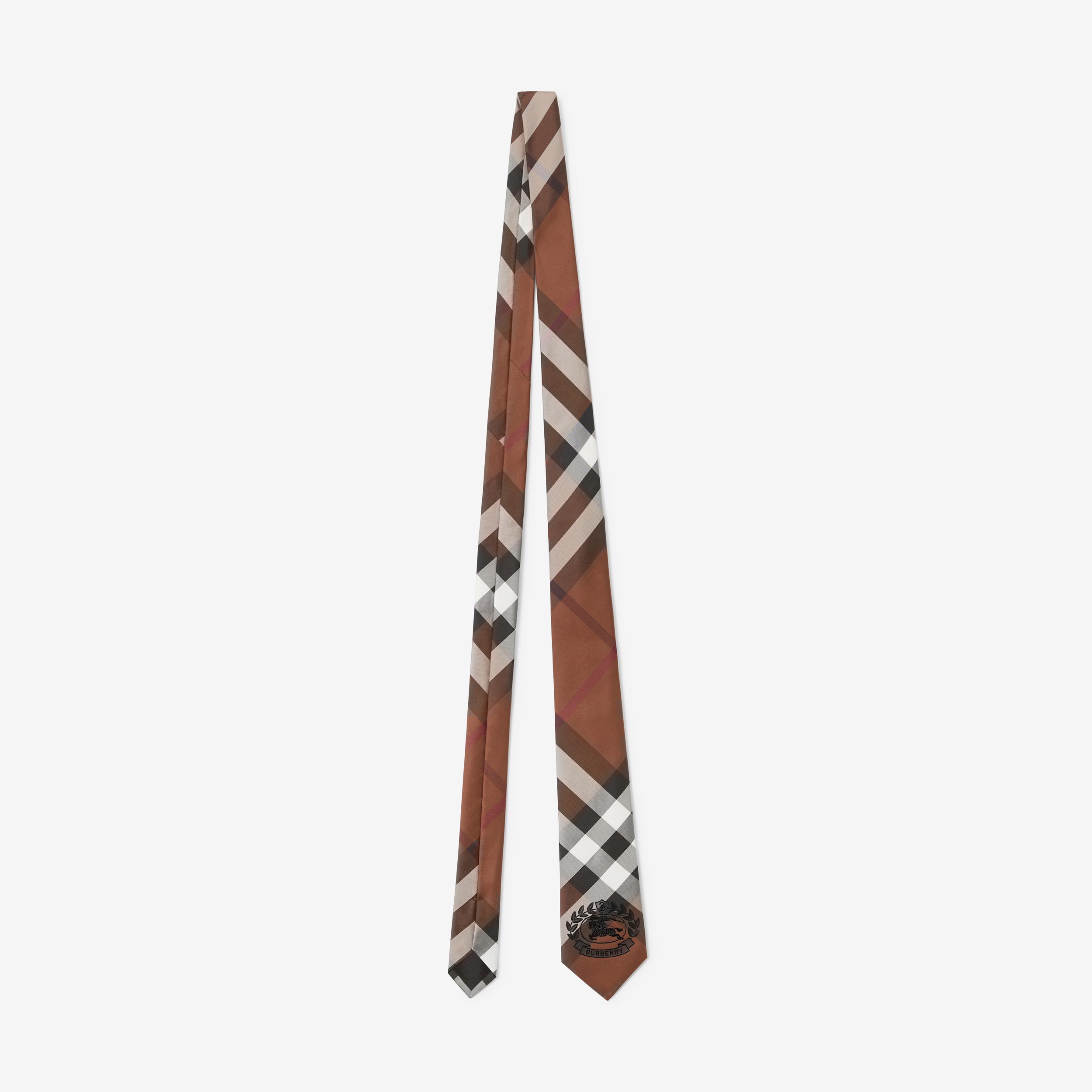 Classic Cut EKD and Check Silk Tie in Dark Birch Brown - Men | Burberry® Official - 1