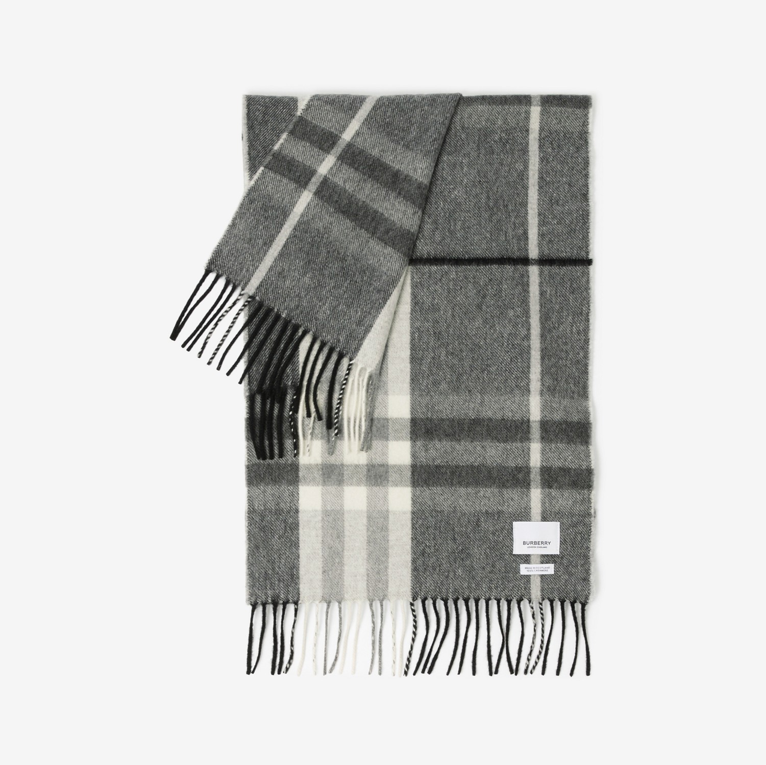 Burberry 格纹羊绒围巾 (页岩灰) | Burberry® 博柏利官网