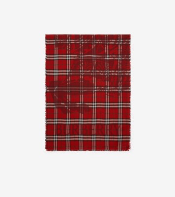ワイド EKD チェック ウールシルクスカーフ (ポストレッド) | Burberry