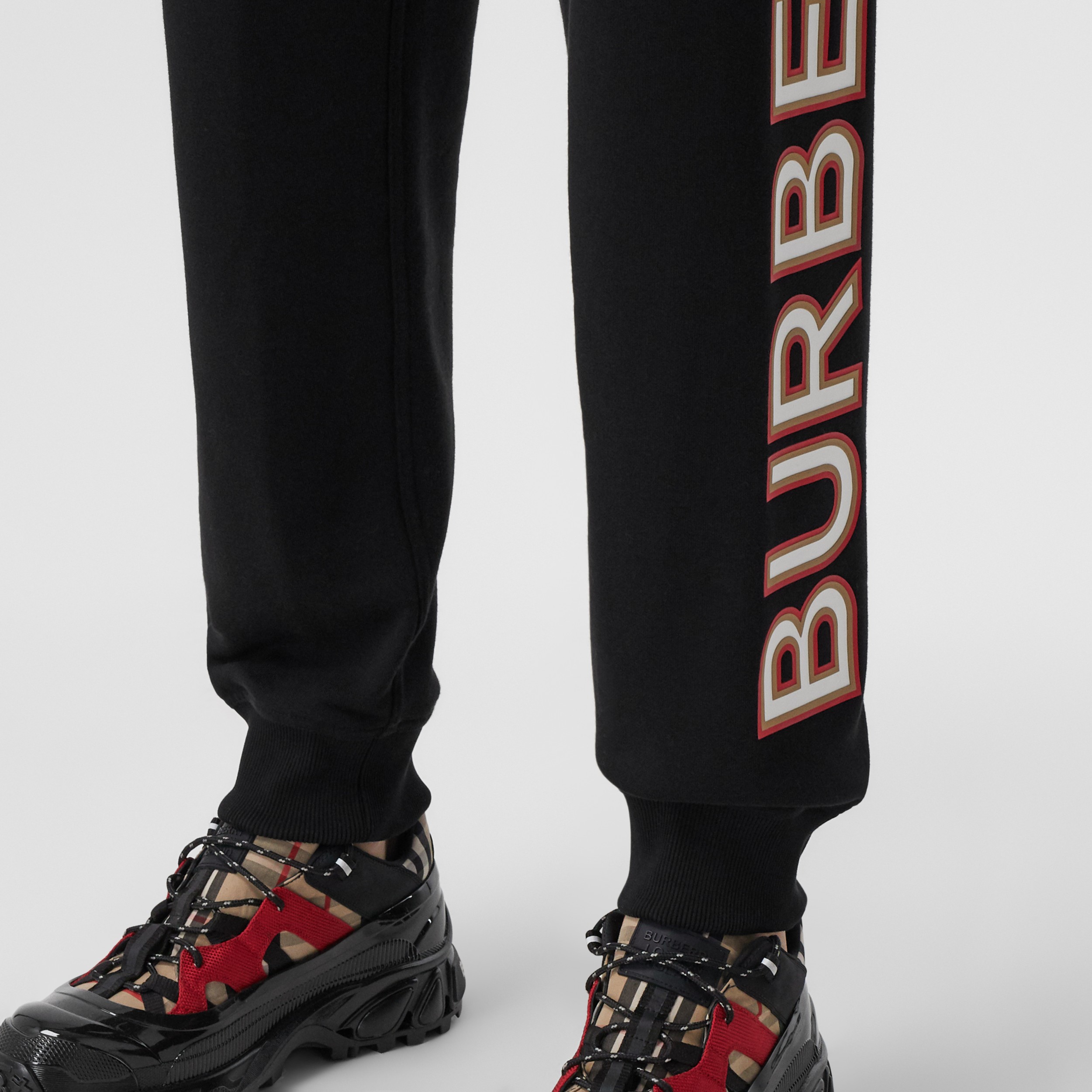 Logo Print Cotton Jogging Pants In Black Women Burberry