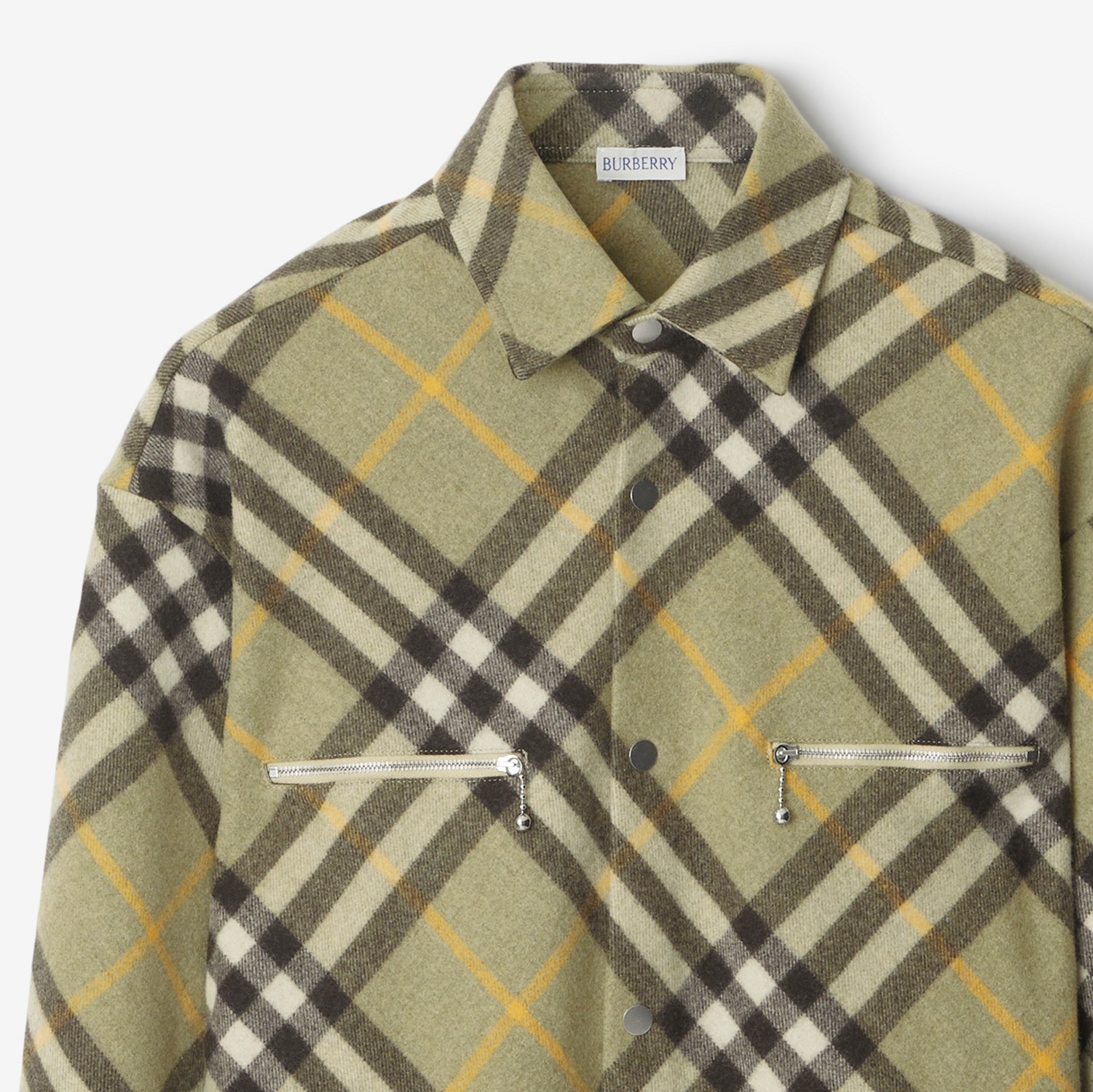 Check Wool Blend Overshirt in Hunter - Men | Burberry® Official