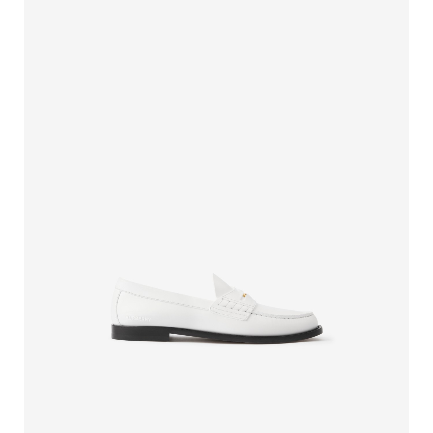 Coin Detail Penny Loafers in White - Women | Burberry® Official