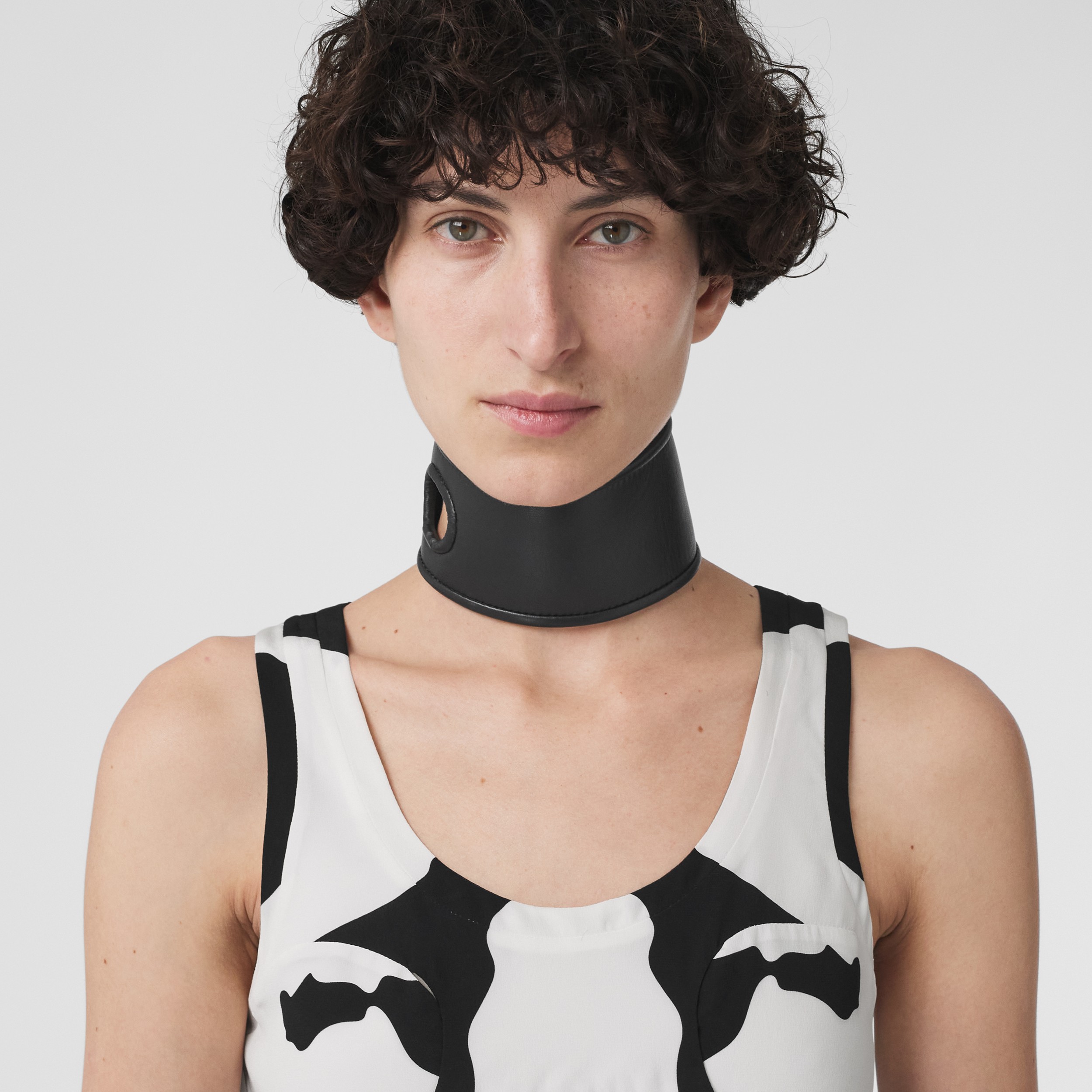 Cow Print Silk Crepe de Chine Dress in Monochrome - Women | Burberry® Official - 2