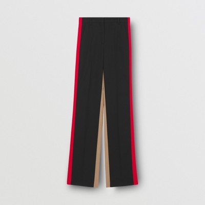 Colour Block Grain de Poudre Wool Tailored Trousers in Black - Women |  Burberry® Official