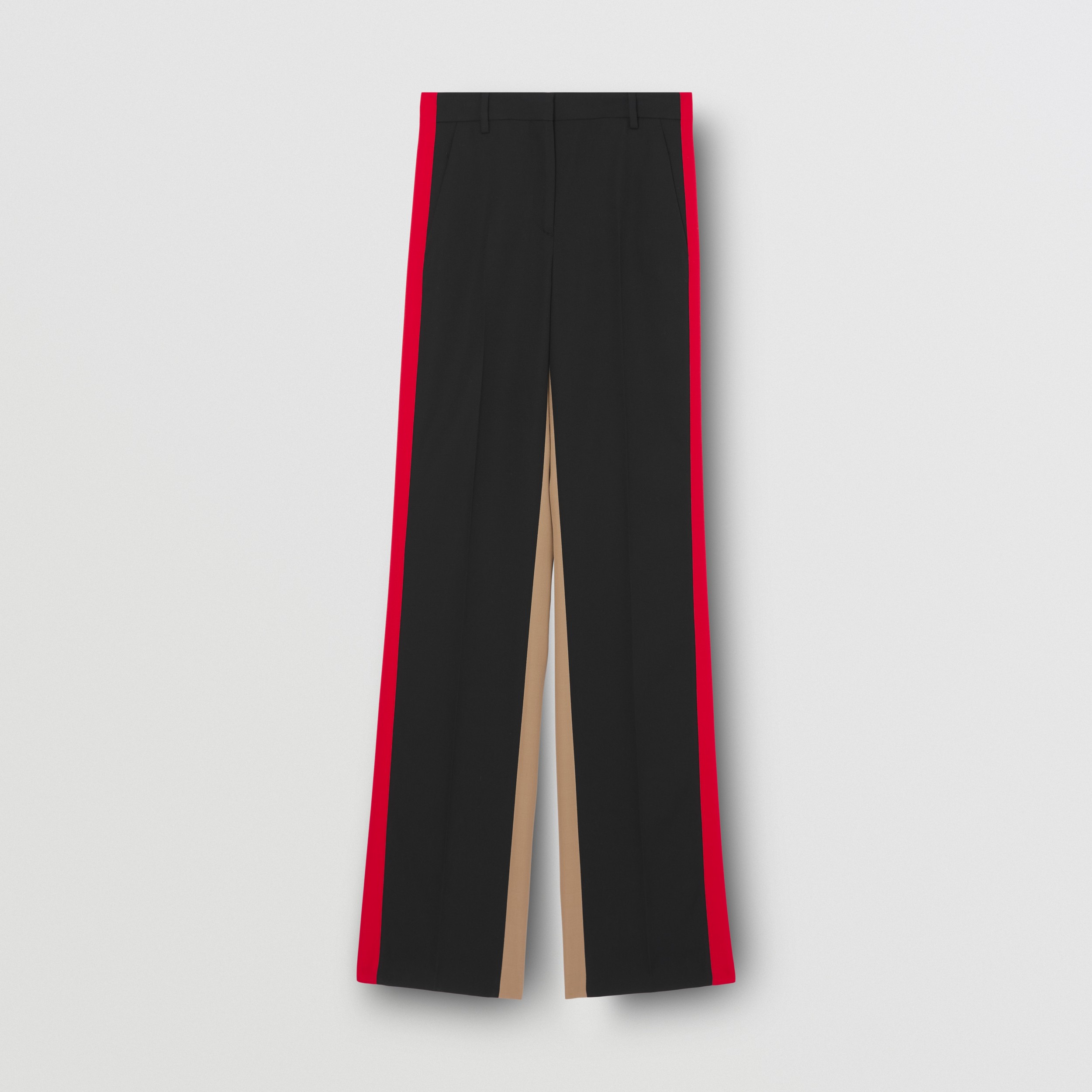 Colour Block Grain de Poudre Wool Tailored Trousers in Black - Women | Burberry® Official - 4