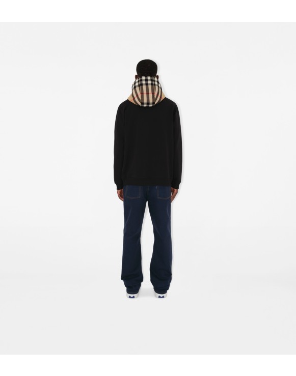 Check Hood Cotton Blend Zip Hoodie