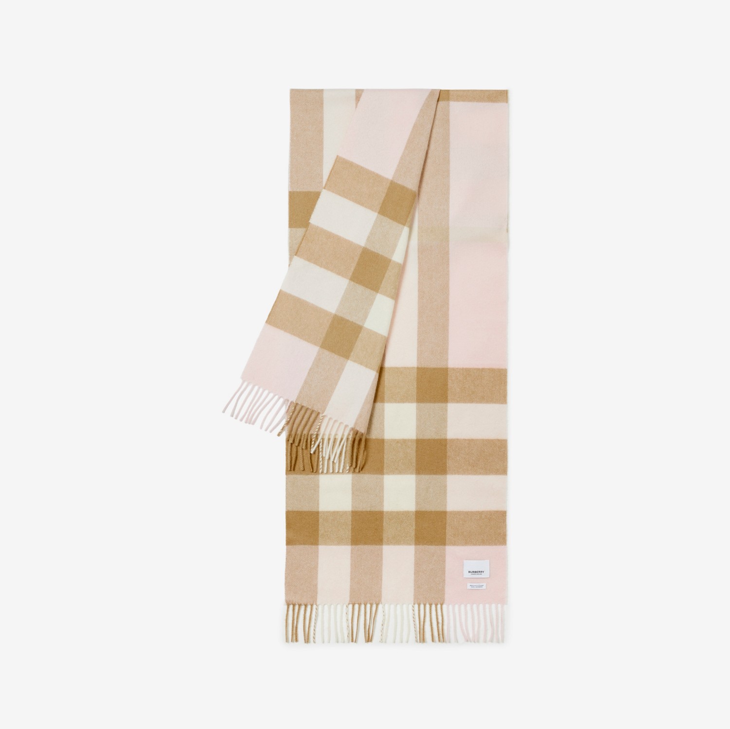 格纹羊绒围巾 (雪花石粉红) | Burberry® 博柏利官网