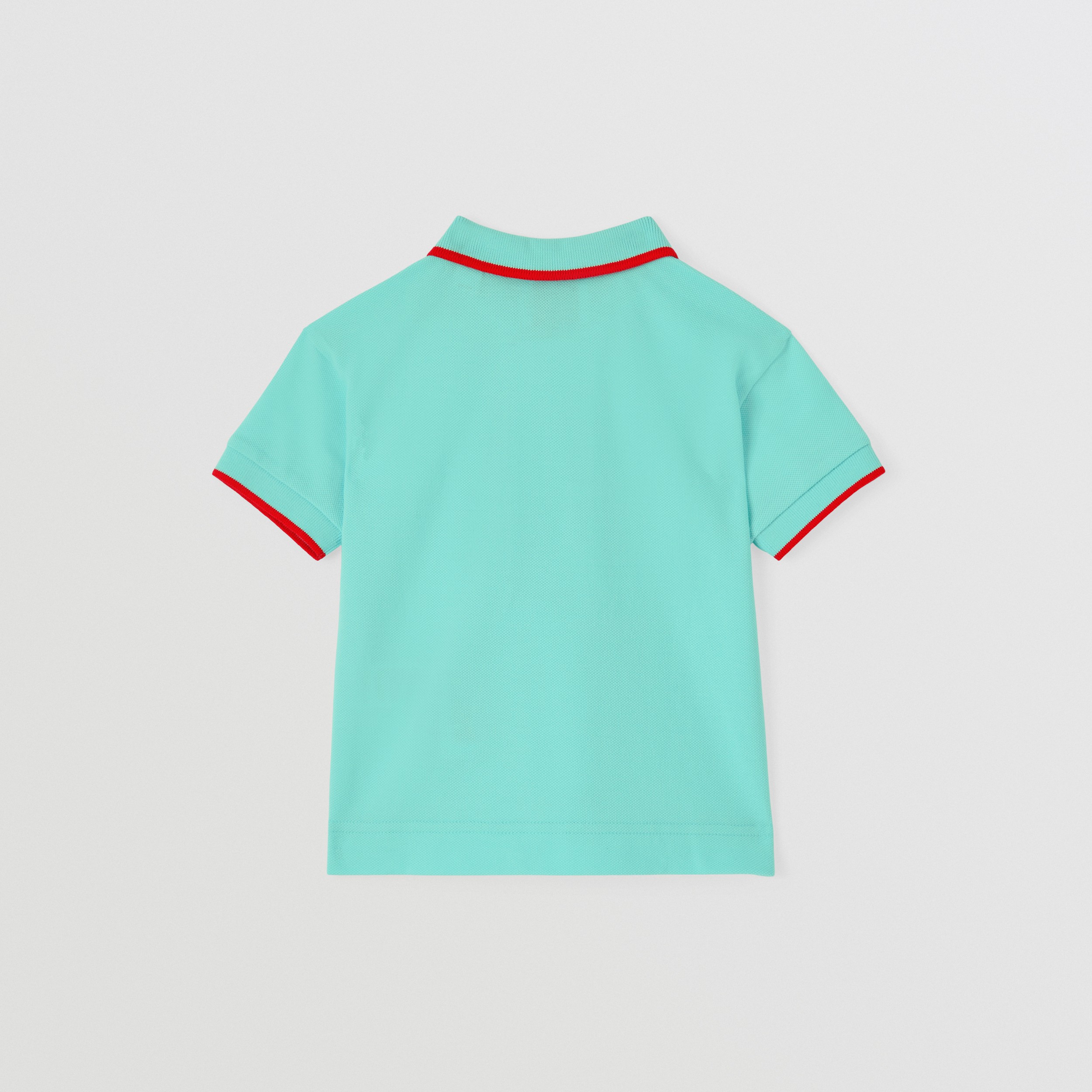Icon Stripe Detail Cotton Zip-front Polo Shirt in Light Aqua Blue - Children | Burberry® Official - 4